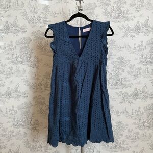 Pink Lily Blue Eyelet Romper